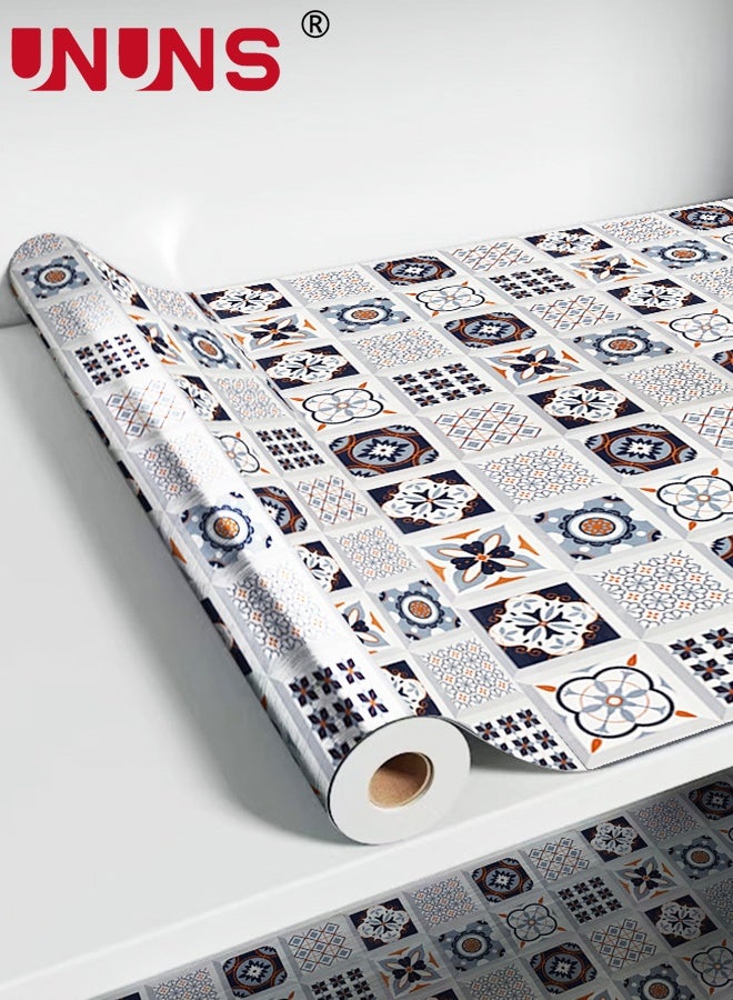 UNUNS 40CMx10M Boho Wallpaper,Self-Adhesive Peel and Stick Wall Stickers,Tile Waterproof Oil Proof Removable wallpaper for Bathroom & Kitchen Backsplash,Silver - Image 1